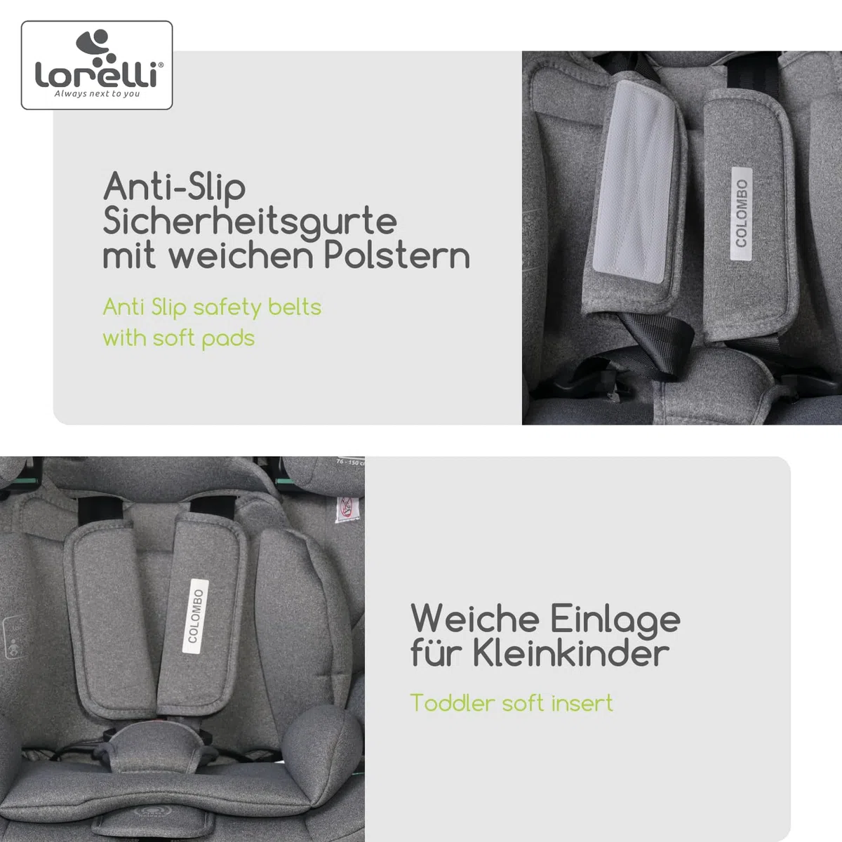Lorelli Auto Kindersitz Colombo i-Size, mitwachsender Autositz für Kinder von 76-150 cm, Babysitz, Autokindersitz, Einstellbare Kopfstütze, 5-Punkt-Sicherheitsgurt, gelb