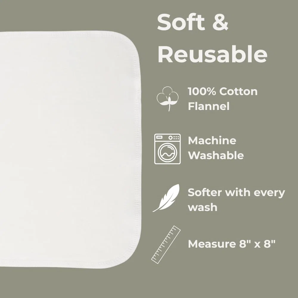 Nora's Nursery Wiederverwendbare Waschlappen Baby – Waschlappen aus 100% Baumwolle – Gesichtstücher – Baby Waschlappen Neugeborene, 20 Tücher & Wasserfestes Etui, Ideal für Empfindliche Haut