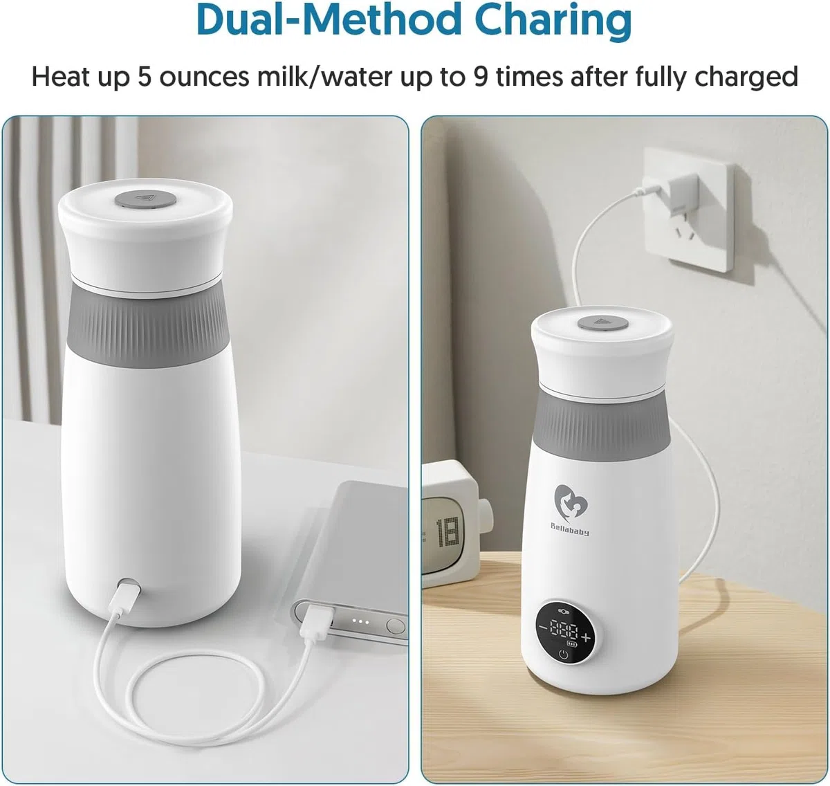 Bellababy Flaschenwärmers,Bottle Warmer Tragbar,Schneller Flaschenwärmer mit USB Kabel,Milchwärmer Baby Portable,Flaschenwärmer für Daheim/Reise