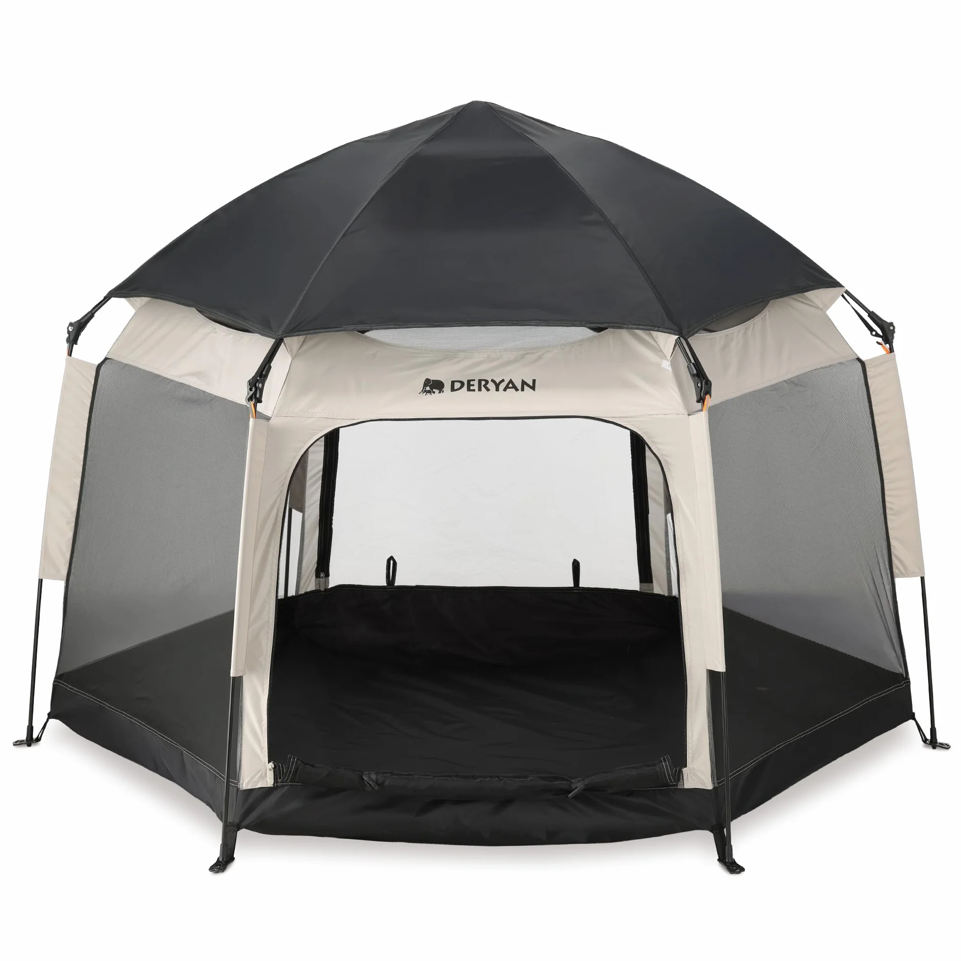 Deryan Up-To-Go pop-up reisebett & kinderbox – Tragbare Strandmuschel für Babys & Kleinkinder – faltbar mit tragetasche, 150 x 170 x 125 cm – Sand