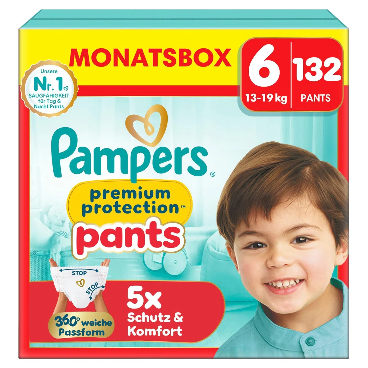 Pampers Premium Protection Pants Größe 6 132 Windeln 13kg-19kg 360° Passform