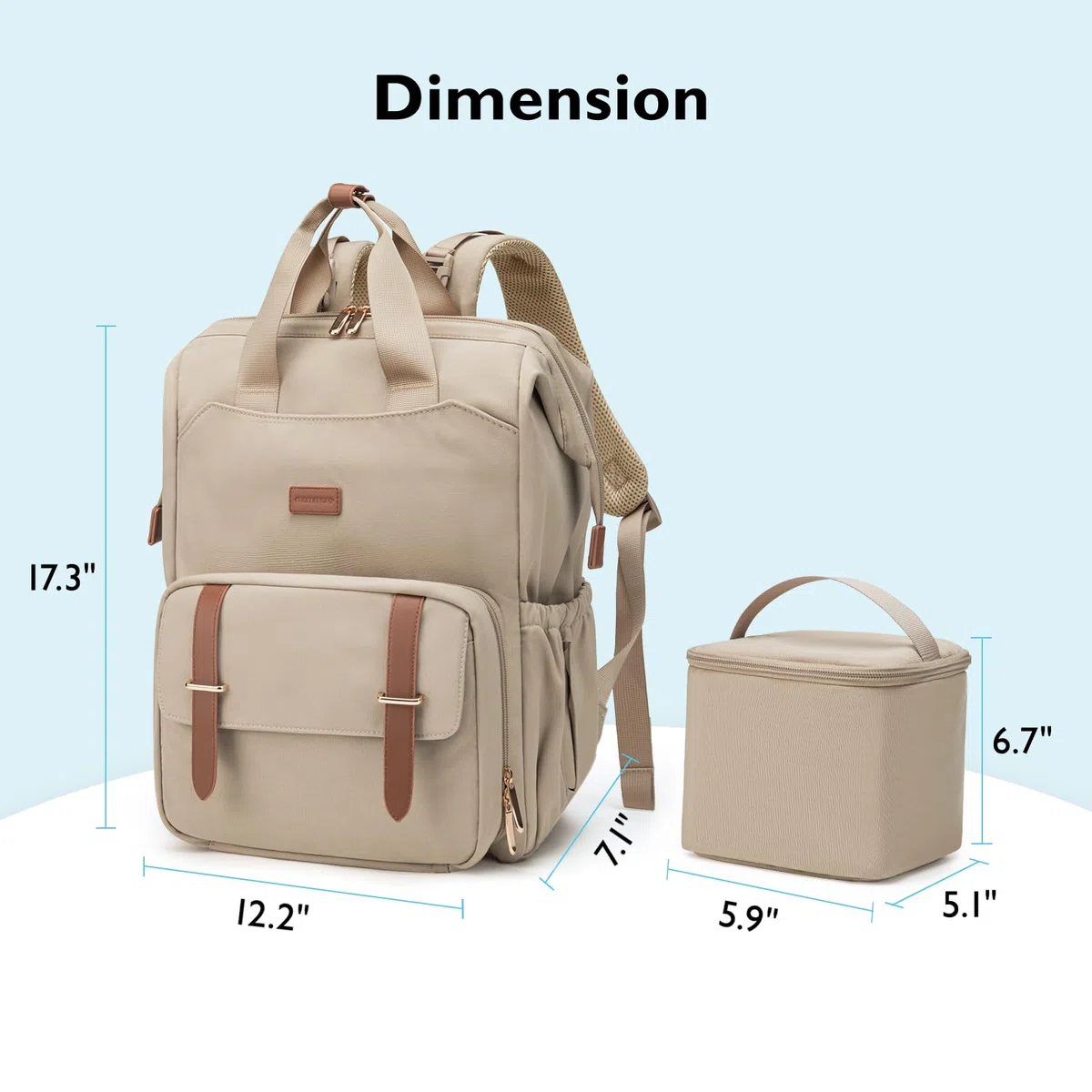 mommore Wickelrucksack, Milchpumpenrucksack für Medela Spectra S1, S2, Milchpumpenrucksack für berufstätige Mütter mit 15,6-Zoll-Laptopfach, Beige