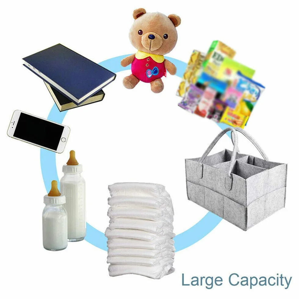 Windel Organizer, tragbare Wickeltasche Filz Baby Windel Organizer mit austauschbaren Fächern für Wickeltisch, Beißring, Windel, Lätzchen, Dusche Geschenkkorb