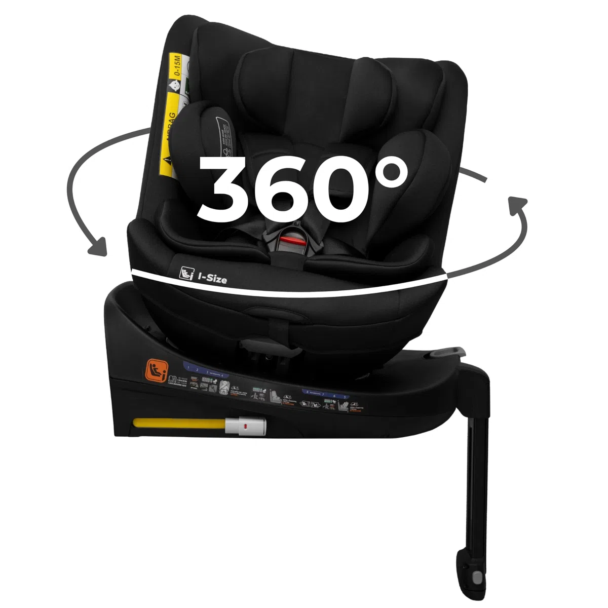 KidsZone Auto Kindersitz Isofix 0-36 kg (0-12 Jahre), 40-150 cm I-Size – Baby Autositz 360 drehbar, 4 Liegepositionen in beide Fahrtrichtungen, 12-stufige Kopfstütze