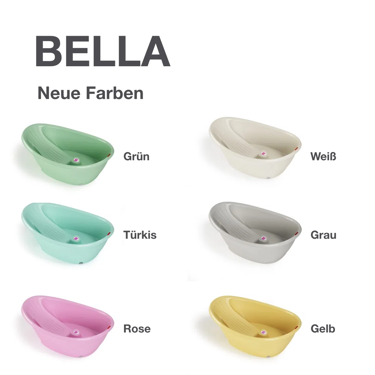 OKBABY Bella Kit mit Halterung, gemütliche Badewanne für Neugeborene und Babys von 0-12 Monate - Weiss