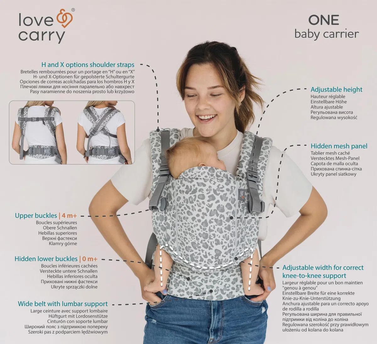 Love & Carry ONE Babytrage für Neugeborene (Light denim)