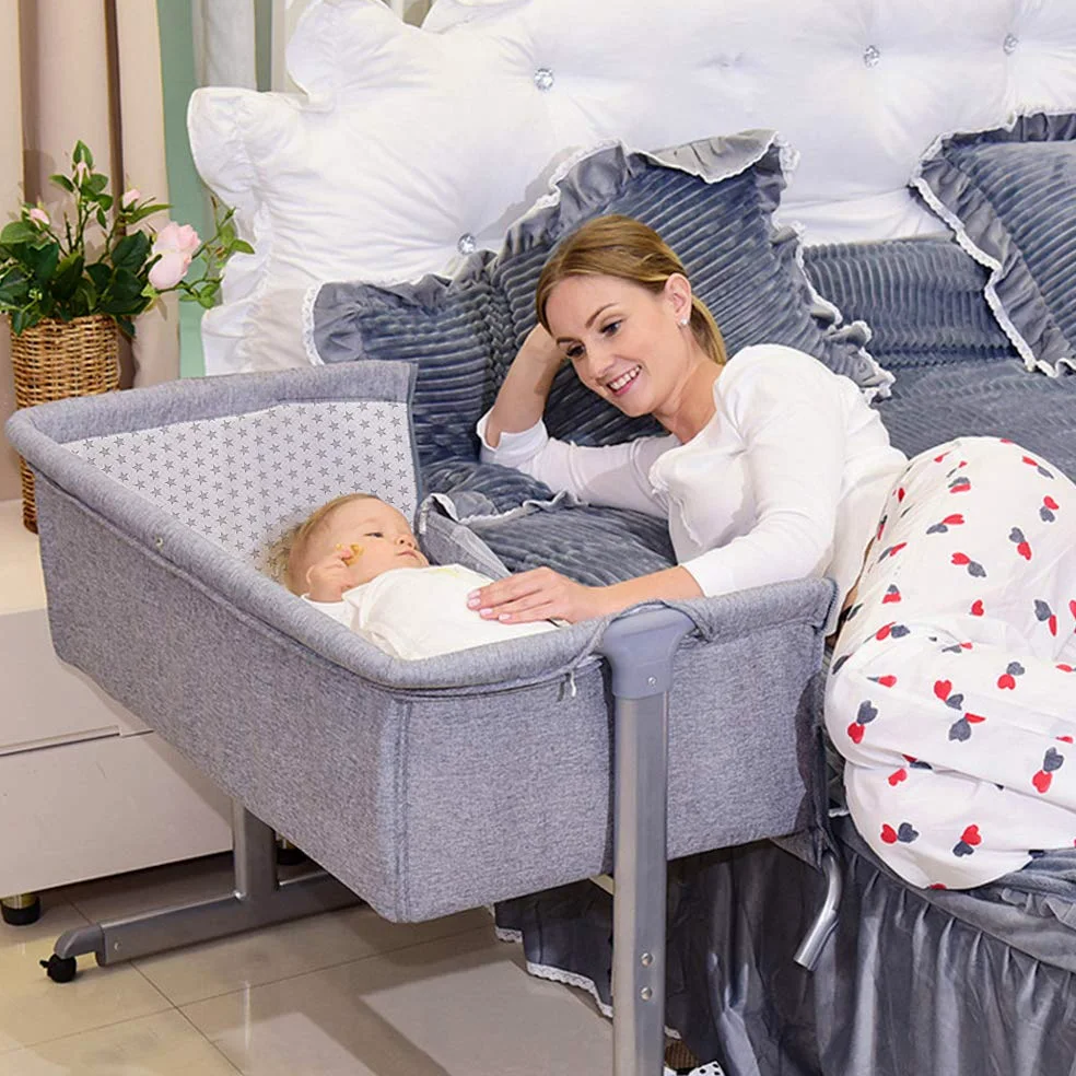 Beistellbett Baby, Stubenwagen Babybett, Mobiles Kinderbett, Beistellbett mit Moskitonetz+Räder, Tragbares Bett für Säuglinge/Neugeborene (96 * 57 * 77cm)