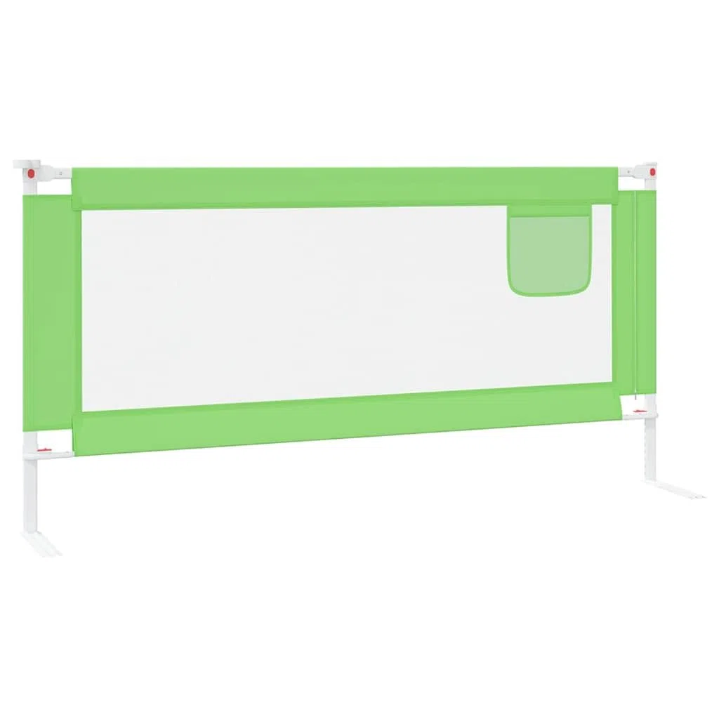 Kleinkind Bettschutzgitter Grün 190x25 cm Stoff mit klappbarem Seitengitter und höhenverstellbarer Absturzsicherung für Babybett, Kinderbett, Elternbett und Familienbett