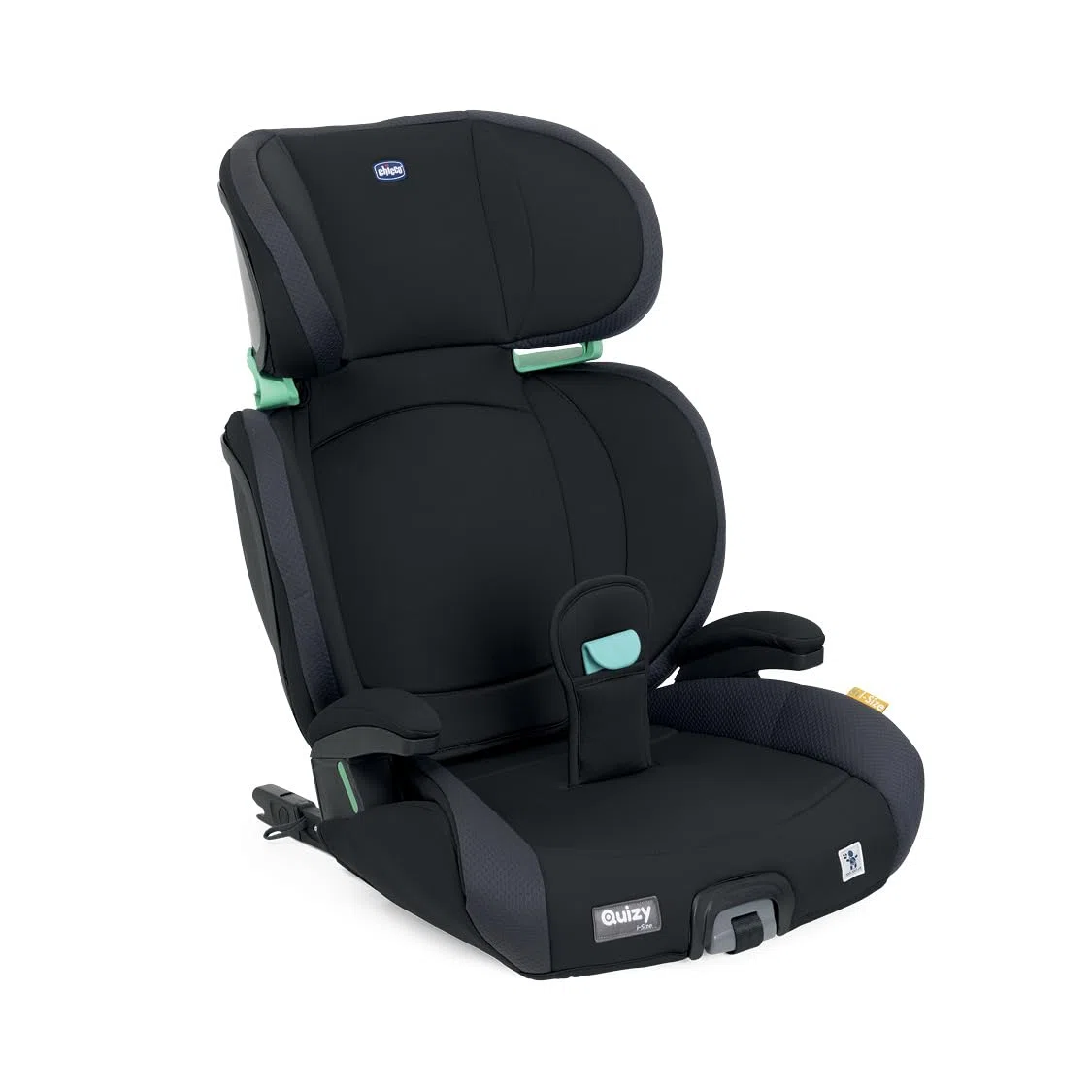 Chicco Quizy i-Size, Kindersitz 3-12 Jahre (100-150 cm), Mit Isofix-System, mit Liegeposition, Höhenverstellbar, mit gepolsterten Armlehnen und komfortablem Sitz, (15-36 kg), Gruppe 1/2/3, Schwarz