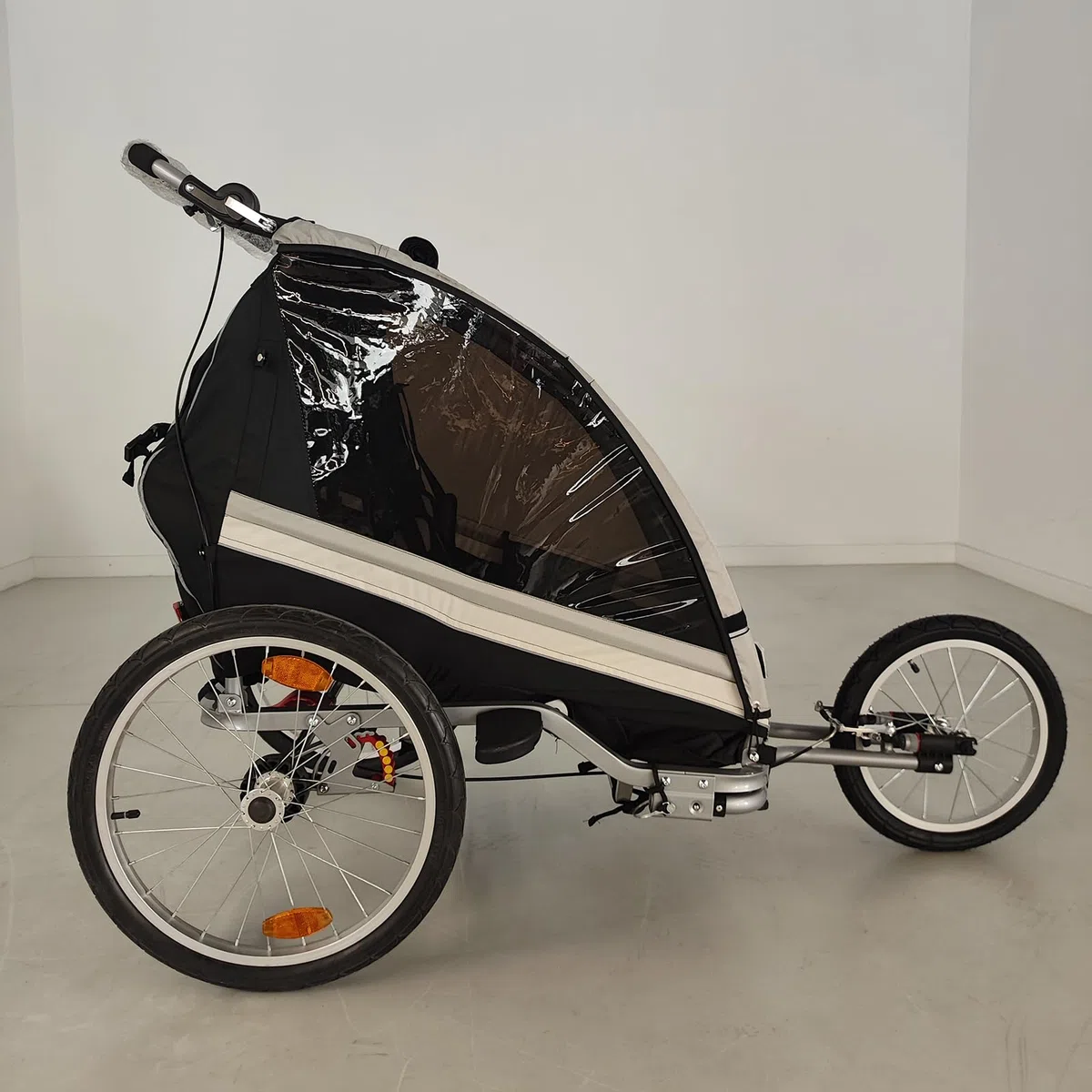 Anhänger für 2 Kinder, Aluminium, 2-in-1, Fahrrad und Kinderwagen