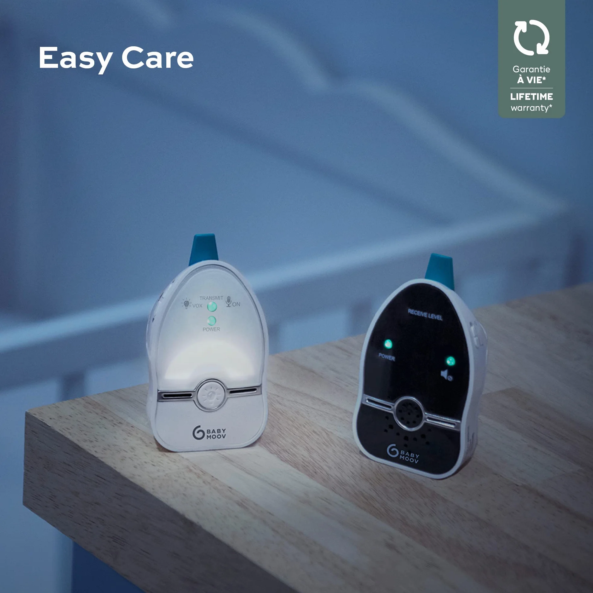 Babymoov Babyphone Easy Care - Digital Green Technology, niedrige Strahlung, 500m Reichweite