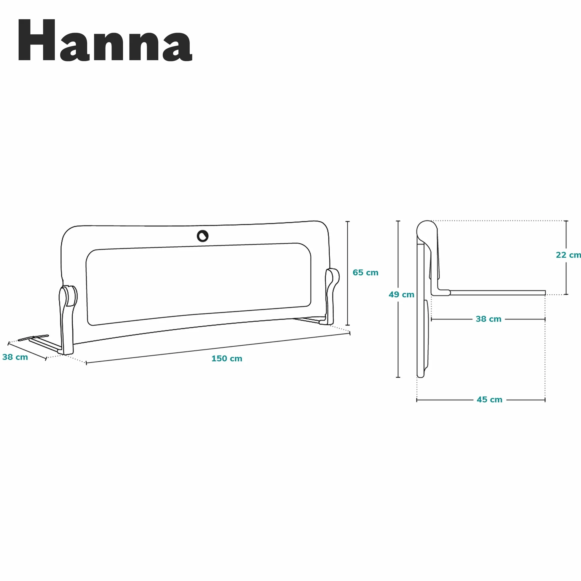 Lionelo Hanna Bettgitter Rausfallschutz 150 cm x 66 cm, zusammenklappbar um 180 Grad, luftiges Netz, einfache Montage, Standsafe-Blockade, SecureBelt, stabile Konstruktion