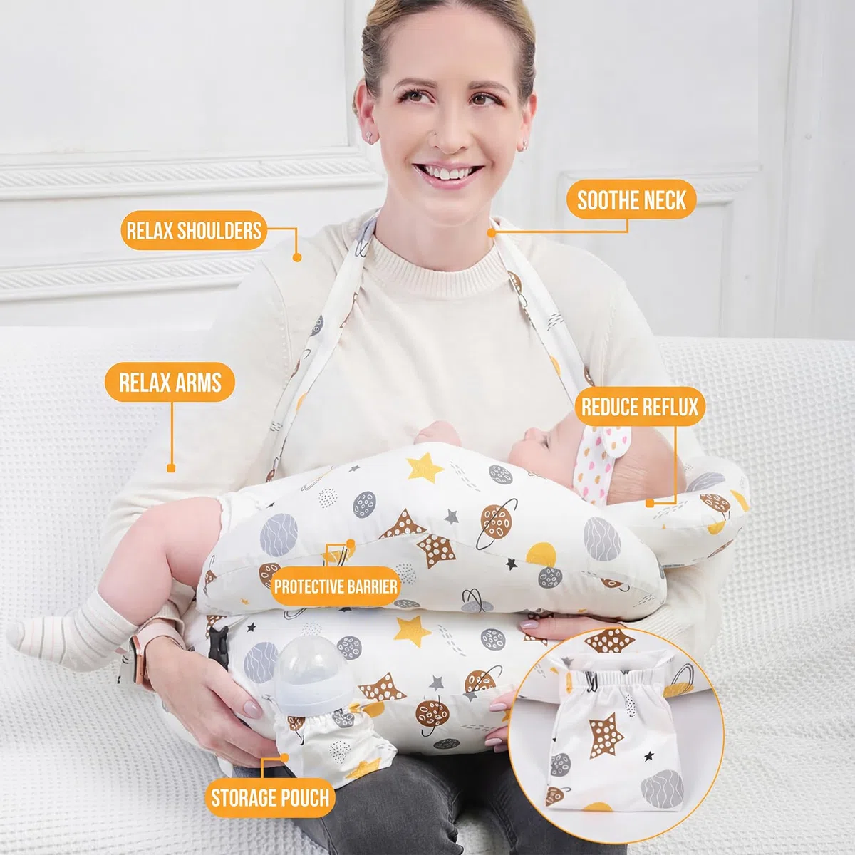 Stillkissen klein,Nursing Pillow,Memory Foam Stillkissen, Abnehmbarer Kissenbezug, ergonomisches Design, für alle geeignet (3 Stück)