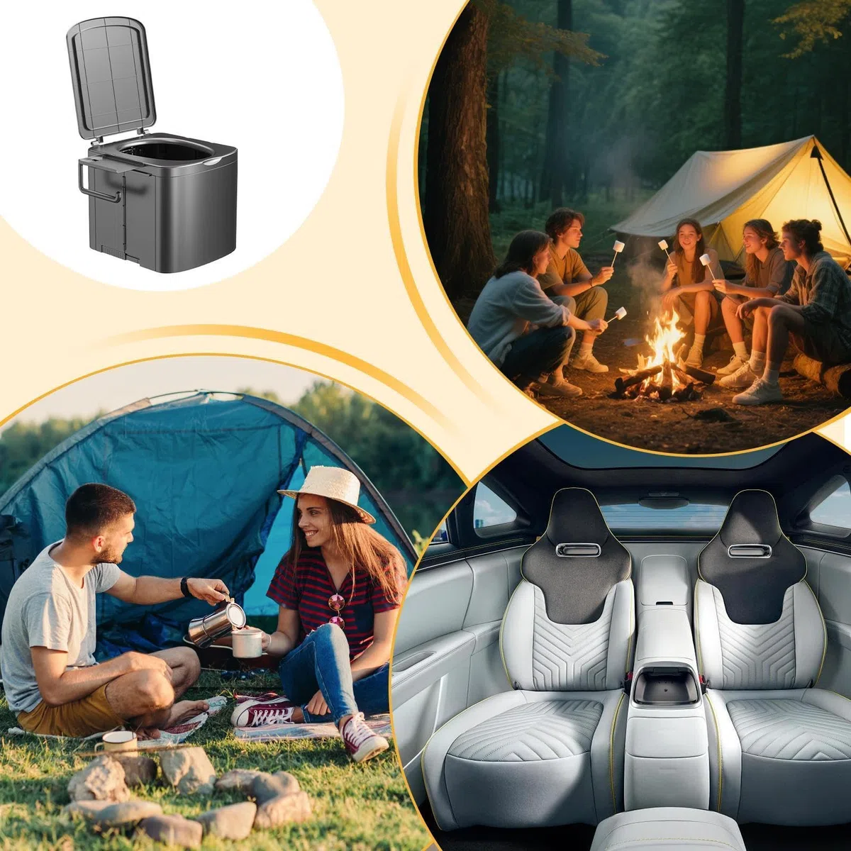 Tragbares Reise-Töpfchen WC Faltbare Kompakte Schwerlast-Toilette mit | Tragbare Ergonomische Toilette für Camping Wandern Reise Auto LKW Boot