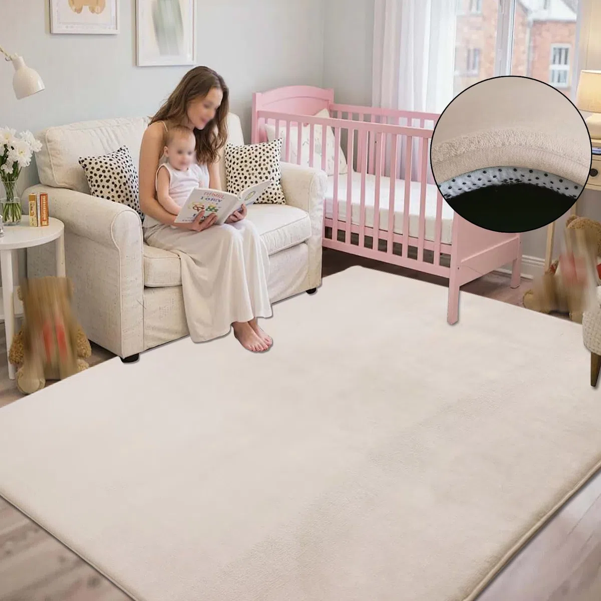 2cm Dicke Krabbelmatte Baby Spielteppich 130 x 190 cm Rutschfester Tatami Matte Extra dick und Spielmatt, Hellbraun Teppich für Wohn und Kinderzimmer