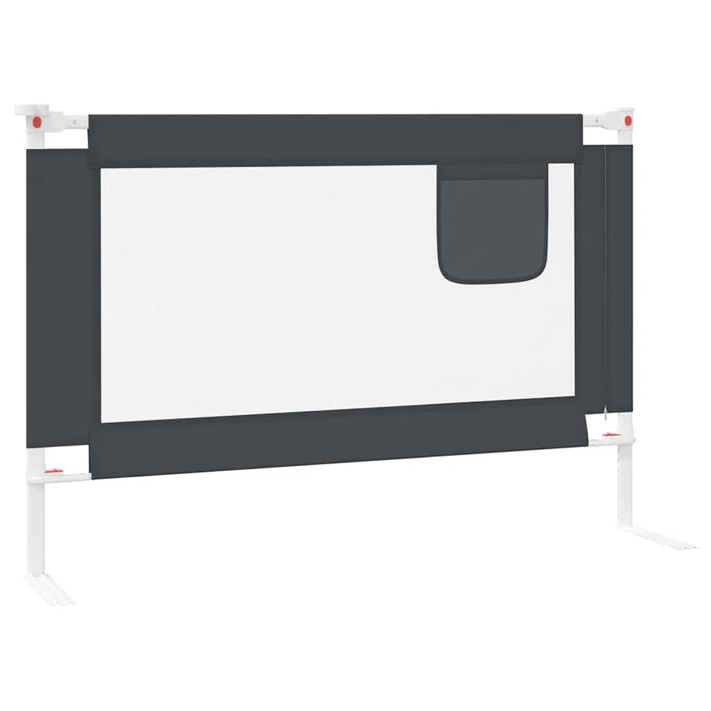 Kleinkind-Bettschutzgitter Dunkelgrau aus Stoff 100x25 cm mit Verstellbarer Höhe, Rausfallschutz und Absturzsicherung für Kinderbett, Babybett und Elternbett im Schlafzimmer