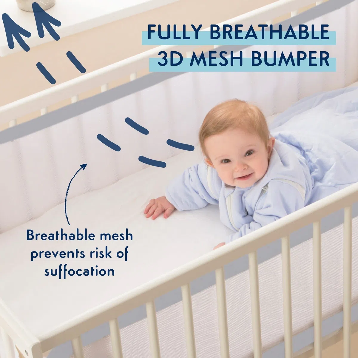 Purflo Atmungsaktive Nestchen,sichere Alternative zu traditionellen Babybettumpern,maschinenwaschbar & einfach zu installierende Klettverschlüsse,Babyutensilien,Wolkengrau