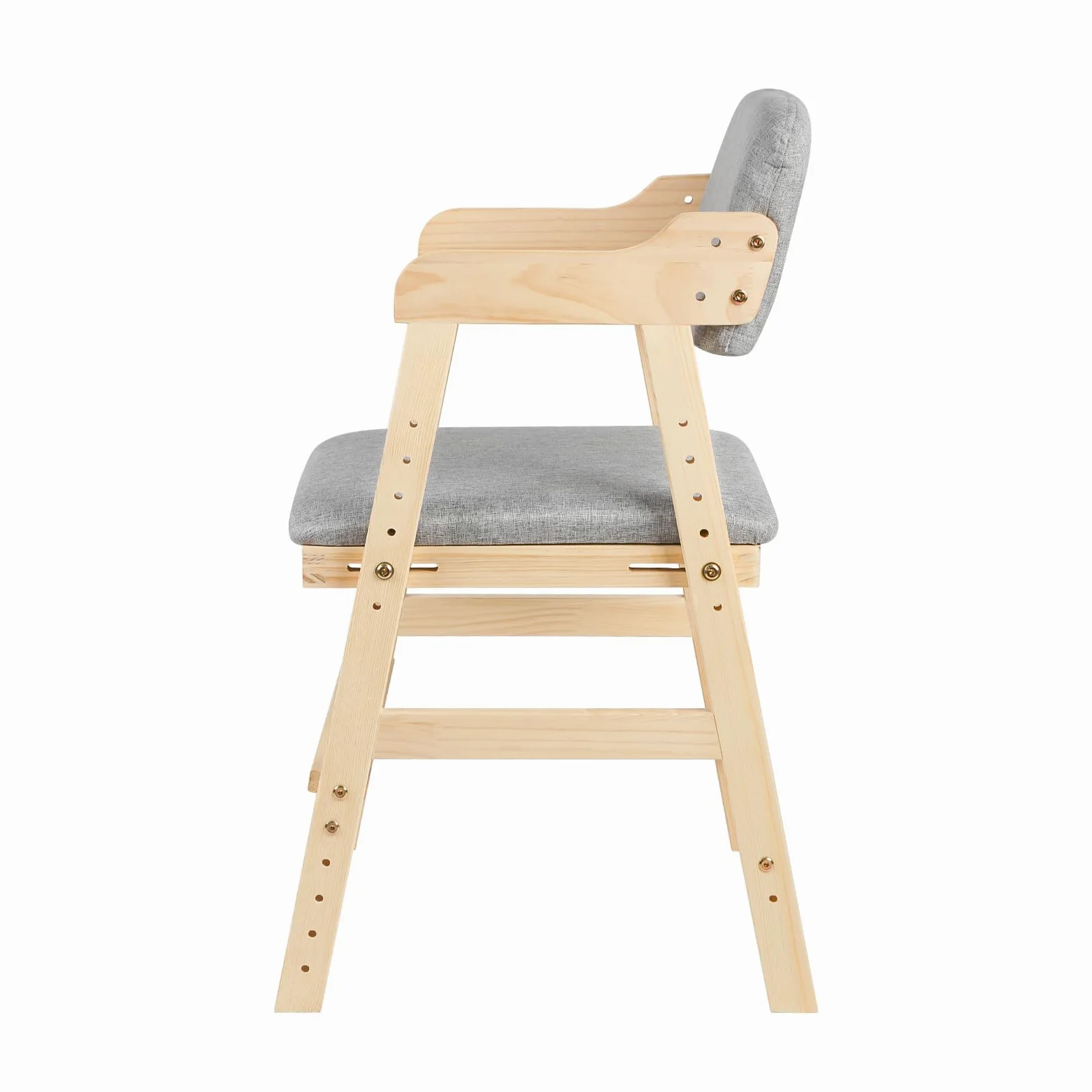 Hochstuhl aus Holz, verstellbar, Lehrstuhl,kinderstuhl,hochstühle,bis 90 kg für Kinder und Erwachsener aus hochwertigem Buchenholz, 1-12 Jahre,48 x 46 x 78 cm – Grau