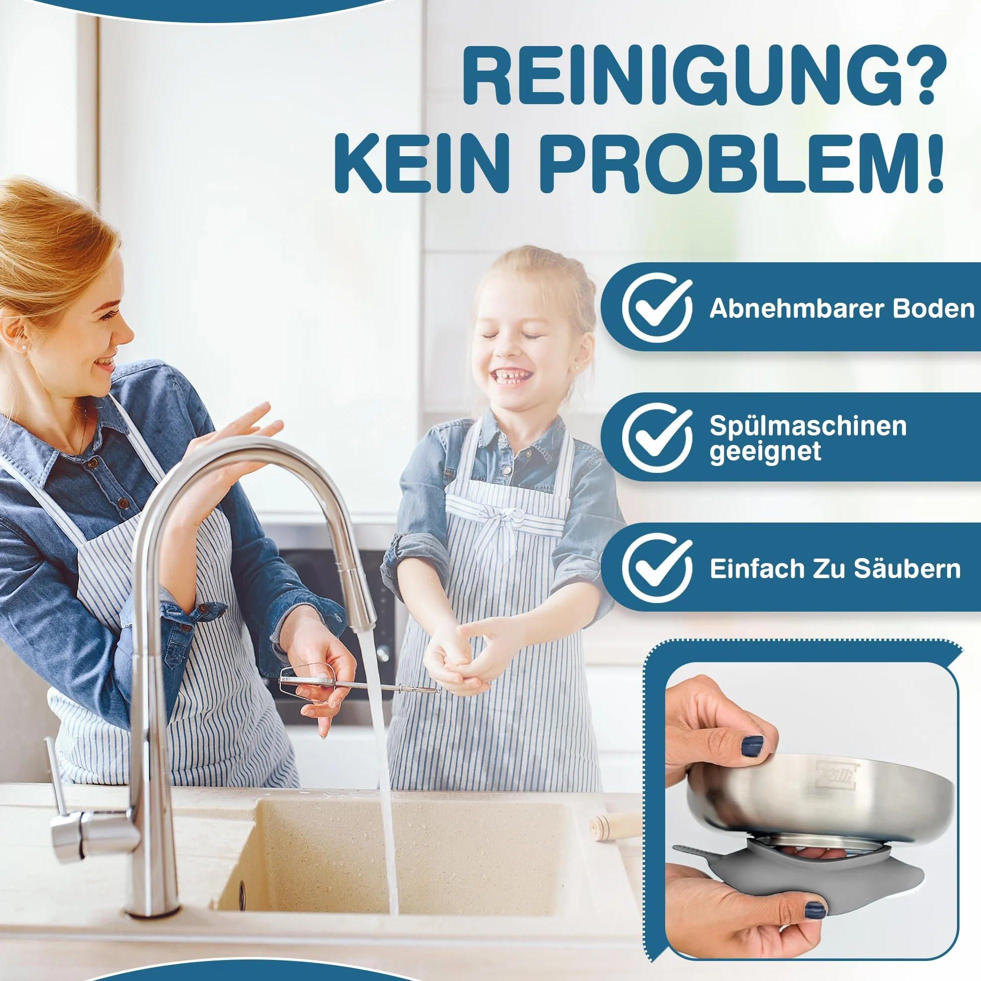 Rilli Edelstahl Teller für Babys mit Saugnapf, tiefer Kinderteller, grau | Doppelwandiger 304er Edelstahl · BPA-frei · schadstoffgeprüft · spülmaschinenfest · für BLW und Beikost