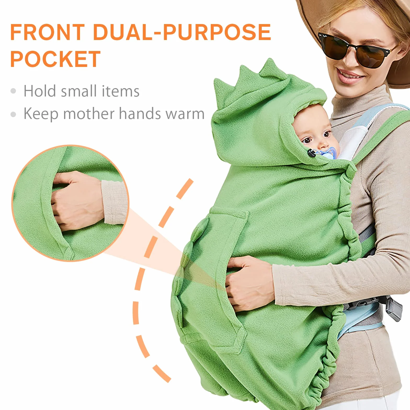 SONARIN Warmer Babytrage Bezug,Universal Winter Tragecover mit Kapuze Winddicht Tragetuchhüllen Fußsack Regenschutz Umhänge Bezug für Babytragen & Tragetücher(Blau)