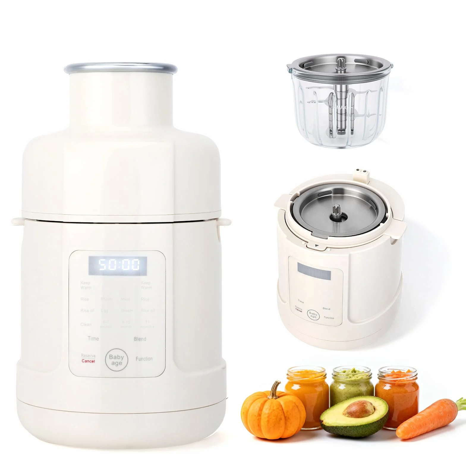 Babynahrungszubereiter 500 W – All-in-One-Gerät: Dampfgarer, Mixer, Wärmer & Timer für alle Entwicklungsstufen – Touchscreen, Automatikprogramme & Selbstreinigungsfunktion