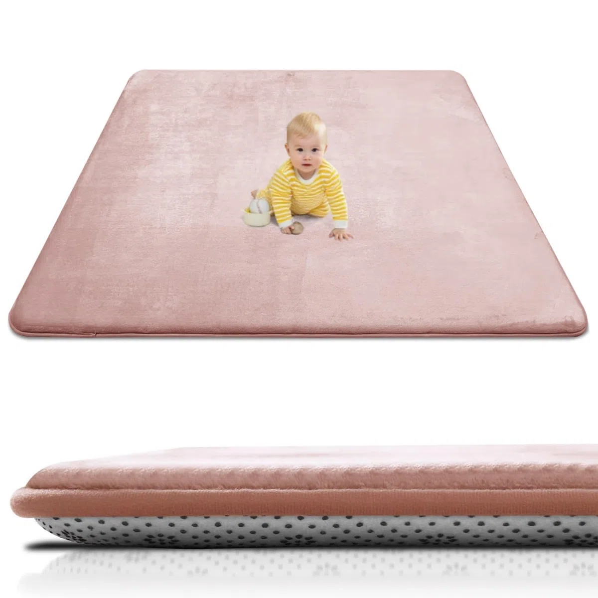 Nalaya - Baby Krabbel-& Spielmatte，Extra Dicke Krabbelmatte für Babys, 100x150x3cm, rutschfeste Spielmatte mit weichem Kurzflor, pflegeleicht – ideal für Kleinkinder und Laufstall