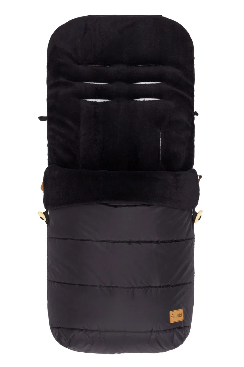 Fillikid Winterfußsack Lanin Exclusiv | Winter-Fußsack für Kinderwagen, Sportwagen & Buggy mit Anti-Rutschschutz, weicher Thermo-Fleece, Design:schwarz
