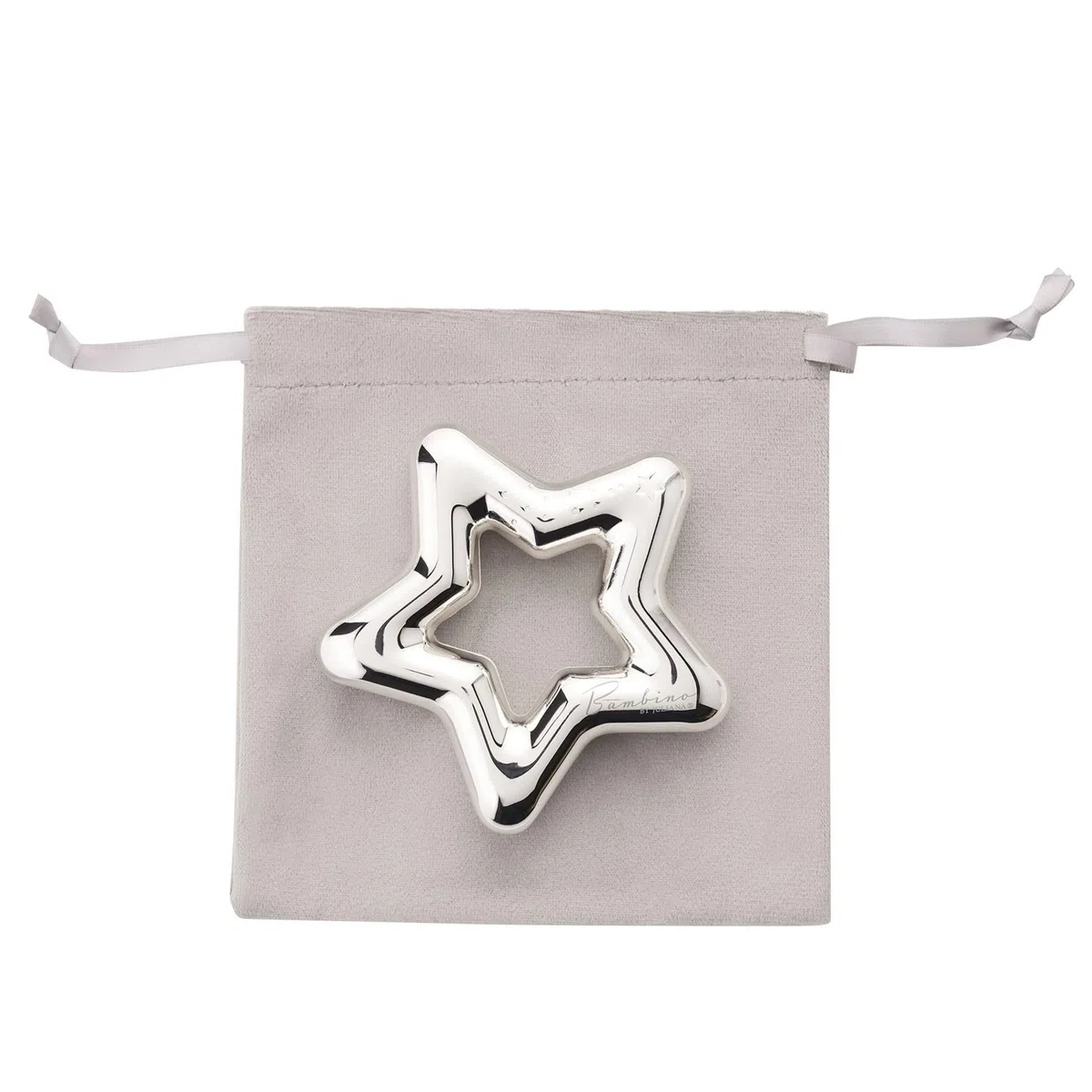 Widdop Bambino luxuriöse, versilberte Sternrassel für Baby, ideales Geschenk für Babyparty, Geburt, frischgebackene Eltern, Taufe, inklusive Geschenkbox und stilvollem grauem Beutel, Baby-Andenken
