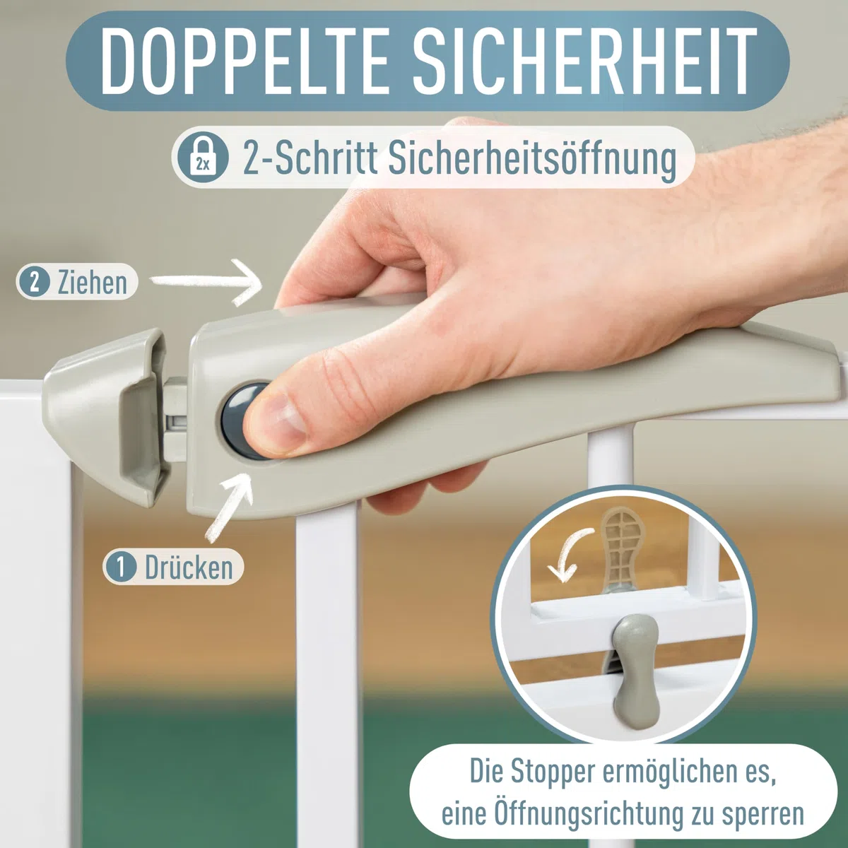 IB STYLE Berrin Treppenschutzgitter Türschutzgitter Metall Weiß 95-105 cm