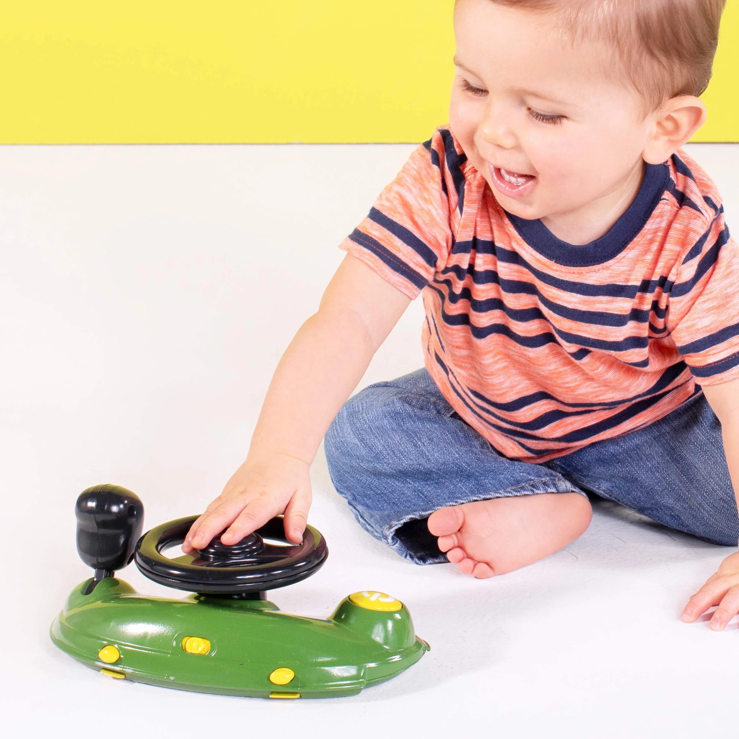 Bright Starts, John Deere Gator Ways to Play 4 in 1 Lauflernhilfe, höhenverstellbar, zusammenklappbar, für zwei Kinder gleichzeitig, mit Geräuschen und Lichtern