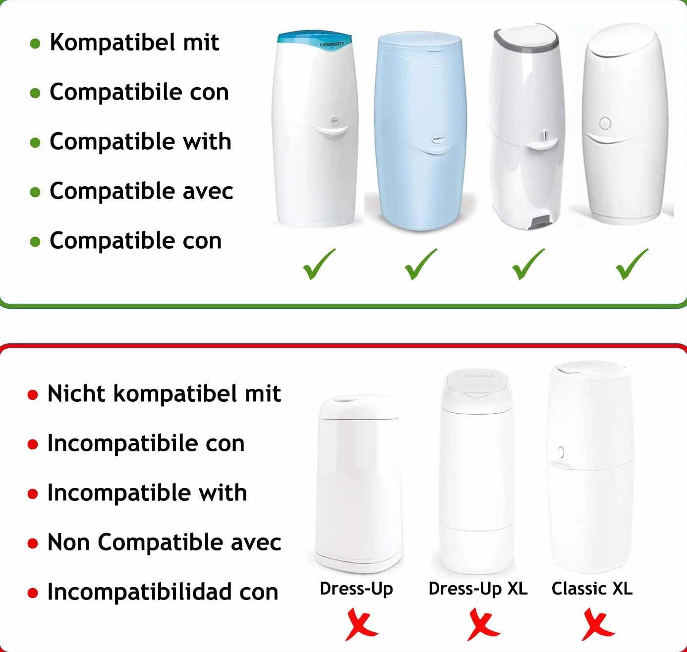 LILNAP - 8 Nachfüllkassetten kompatibel mit Angelcare Windeleimer & Litter Locker II (RUNDE KASSETTEN) - Neues Design