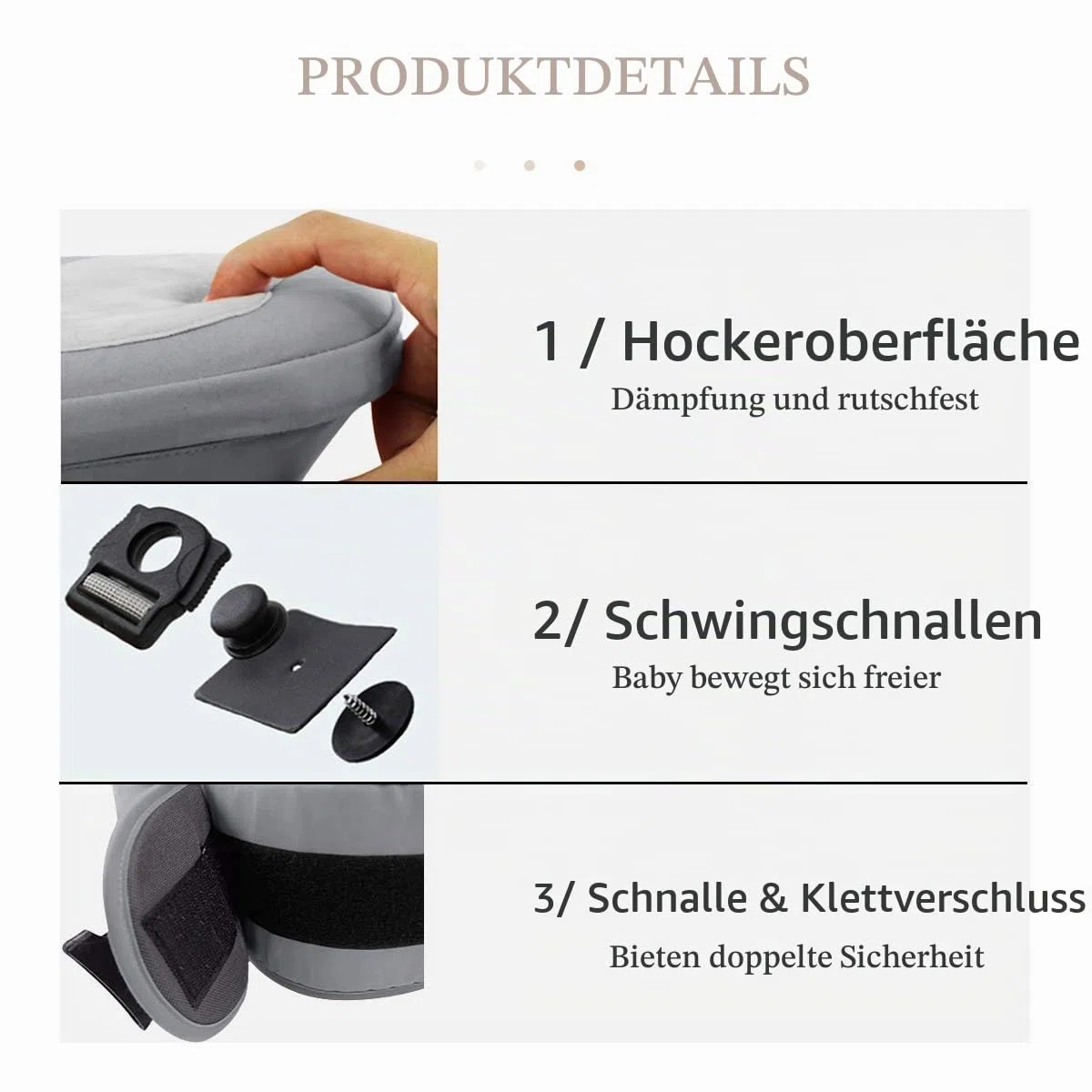 SONARIN Front Premium Hipseat Babytrage, Multifunktional, Ergonomisch, 100% Baumwolle, Schmetterlingsdrehschnalle, 6 Tragende Positionen,Angepasst an Ihr Kind wachsende,Ideal Geschenk(Grau)