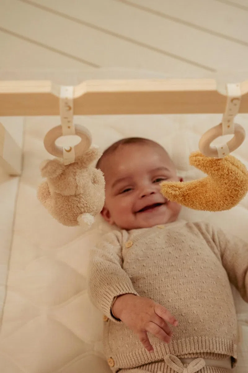 Little Dutch 8410 Holz Baby Gym Spieltrapez Spielbogen Holz inkl. Anhänger - Newborn Naturals