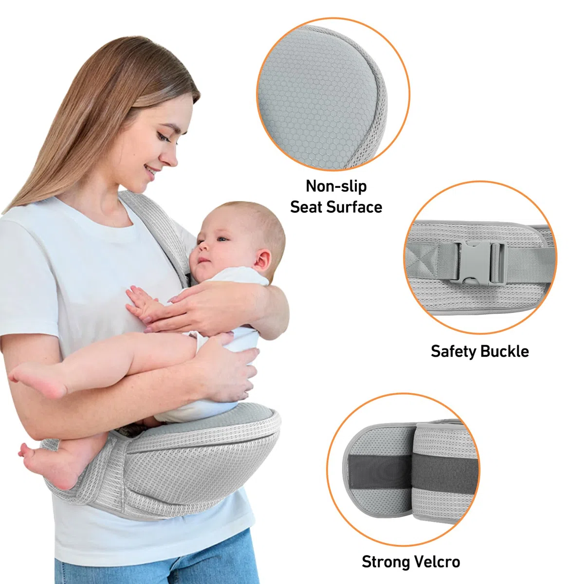 IULONEE Tragetuch Babytrage Neugeborene Ab Geburt Hüfttrage Kleinkind Trage Hüftsitzträger Ergonomischer Tragehilfe Babytrage Baby Hüftsitz Tragehilfe Für Neugeborene (Grau)