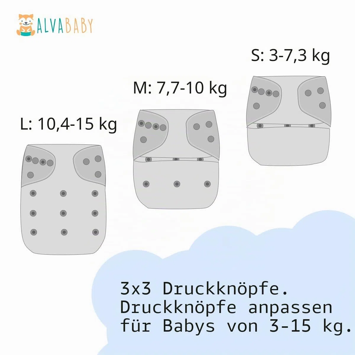 ALVABABY 6 Pack Tasche waschbar Verstellbare Stoffwindeln Windeln + 12 Einsätze 6BM98-DE