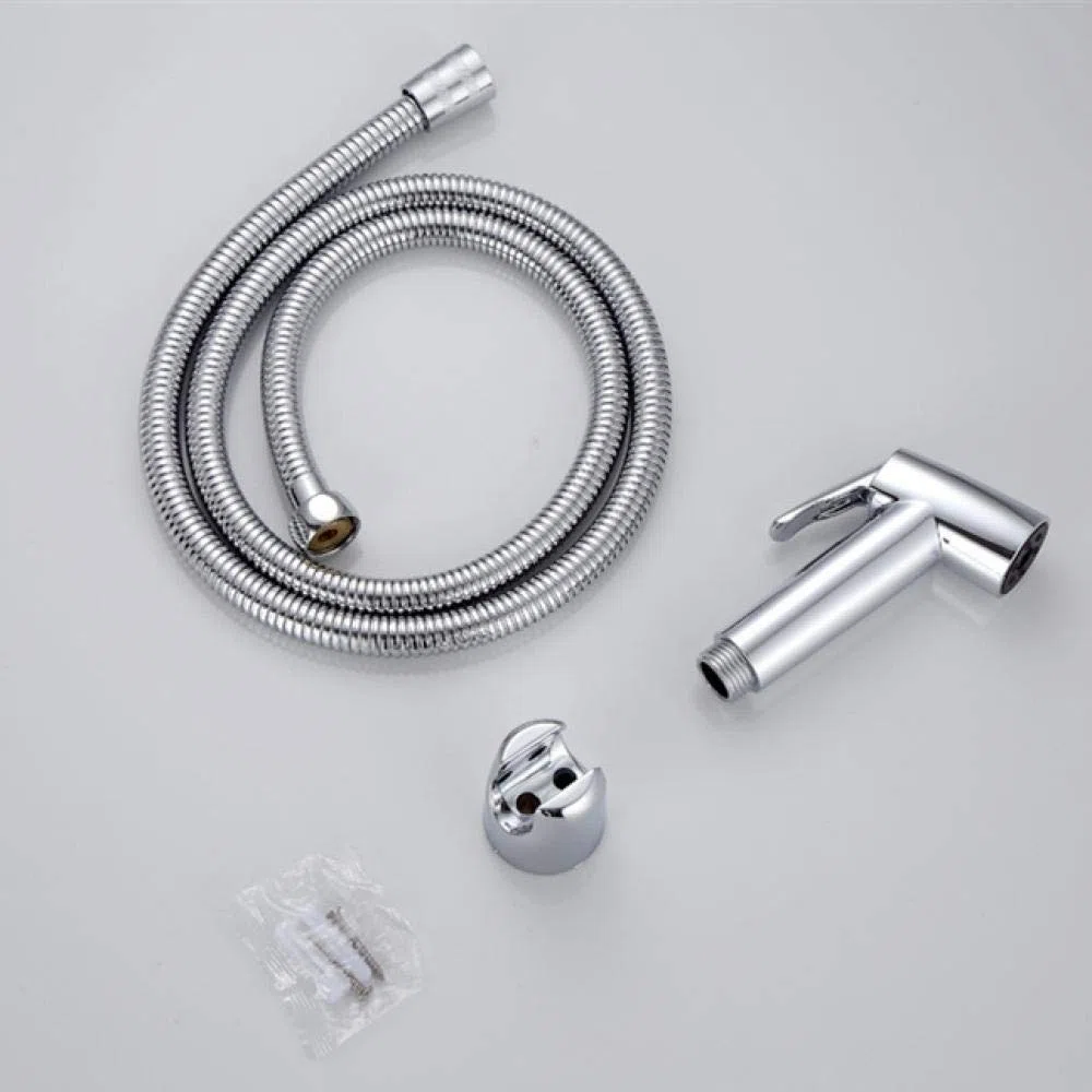 Persönliches Hygiene-Handheld-Set – Set mit galvanisiertem Druck-Toiletten-Begleit-Toiletten-Sprühpistolen-Set, dreiteilig, zur Wandmontage