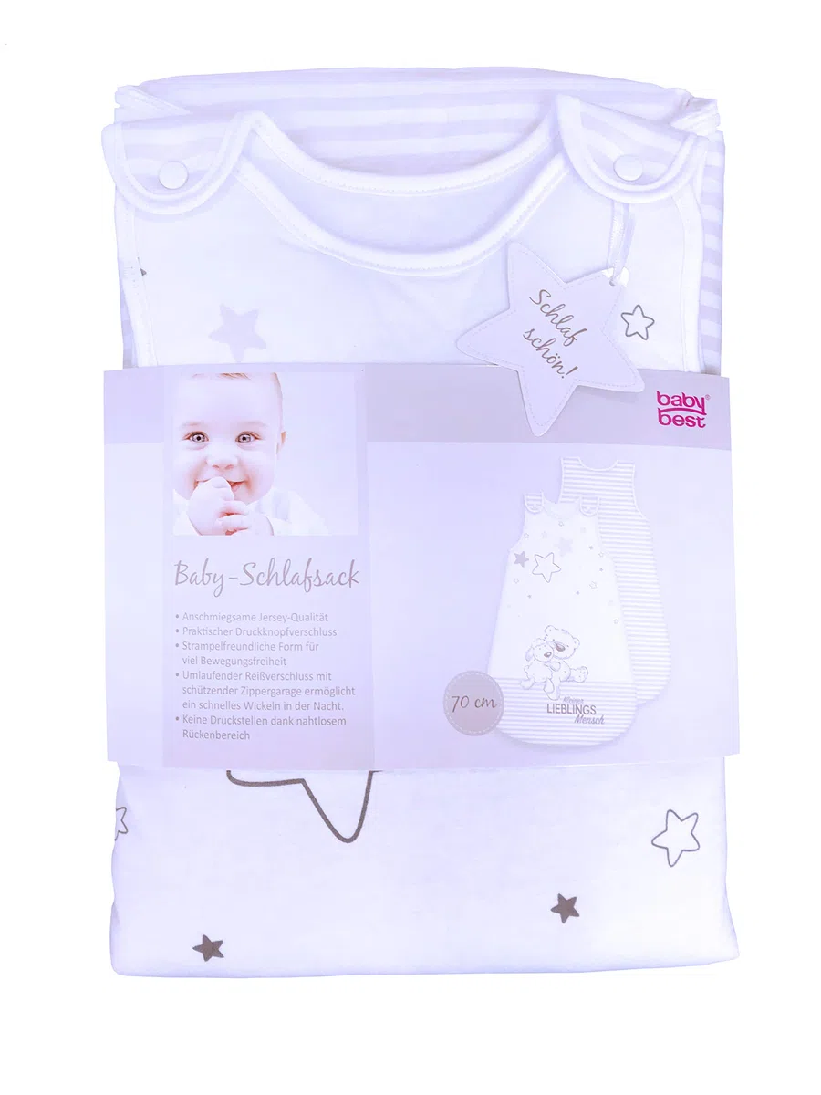 Herding Baby Best Baby-Schlafsack, Kleiner Lieblingsmensch Motiv, 90 cm, Weiß & Fynn Babydecke, Lieblingsmensch Motiv, 75 x 100 cm, Microfaserflausch, Weiß