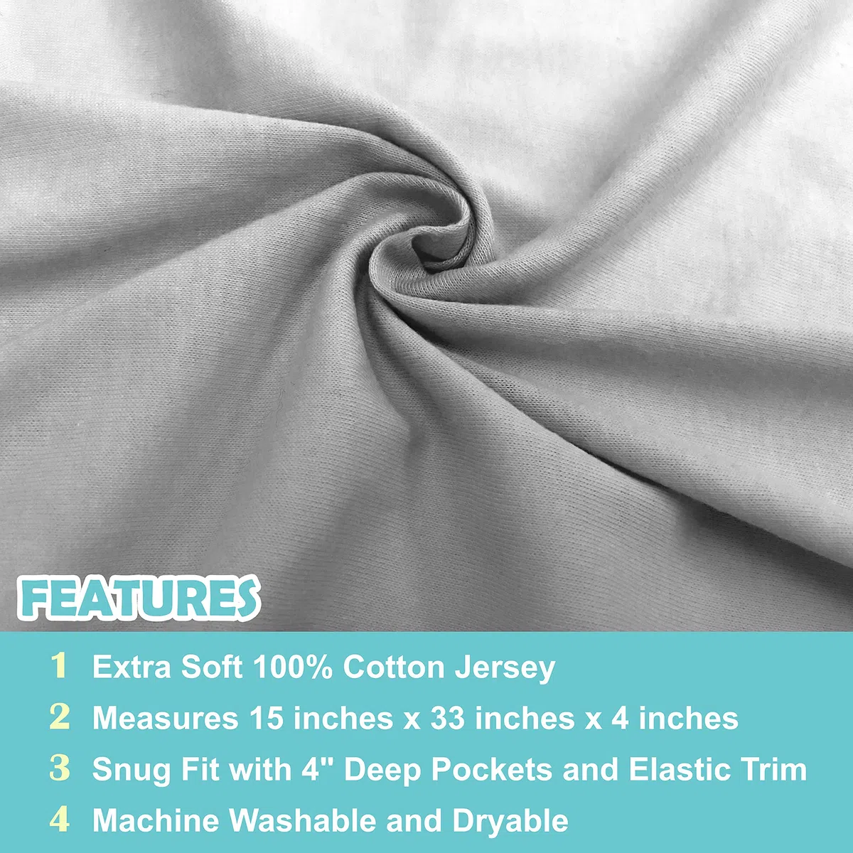 American Baby Company 2 Pack 100% Natural Cotton Value Jersey Knit Fitted Bassinet Sheet, Grau, Soft Breathable, for Boys and Girls