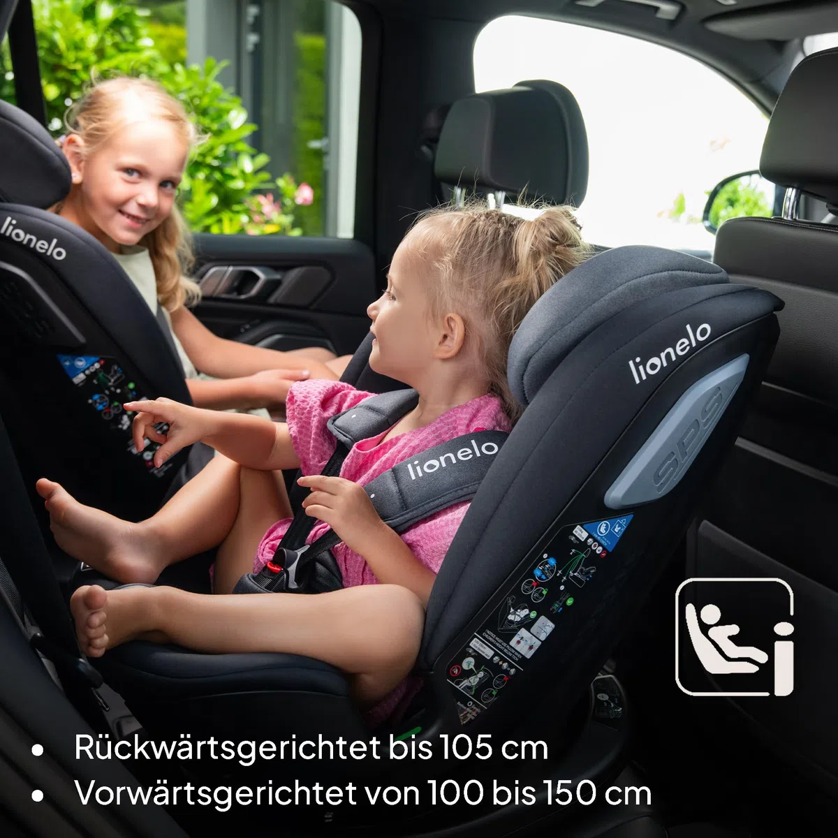 Lionelo Bastiaan RWF Baby- und Kleinkindautositz 0-36 kg von 40–150 cm | 360° drehbar ISOFIX-zertifiziert i-Size R129 neuester Standard, Befestigung vorne und hinten, Seitenschutz, voll verstellbar