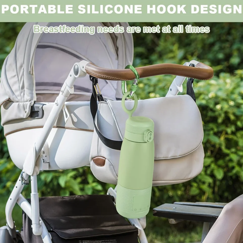Aolso Tragbarer Baby Flaschenwärmer für Unterwegs, Mobiler und kabelloser Flaschenwärmer, Tragbarer Flaschenwärmer mit USB-C Schnellladung, Große 500ml Kapazität, Warmhaltefunktion (bis zu 12 Stunden)