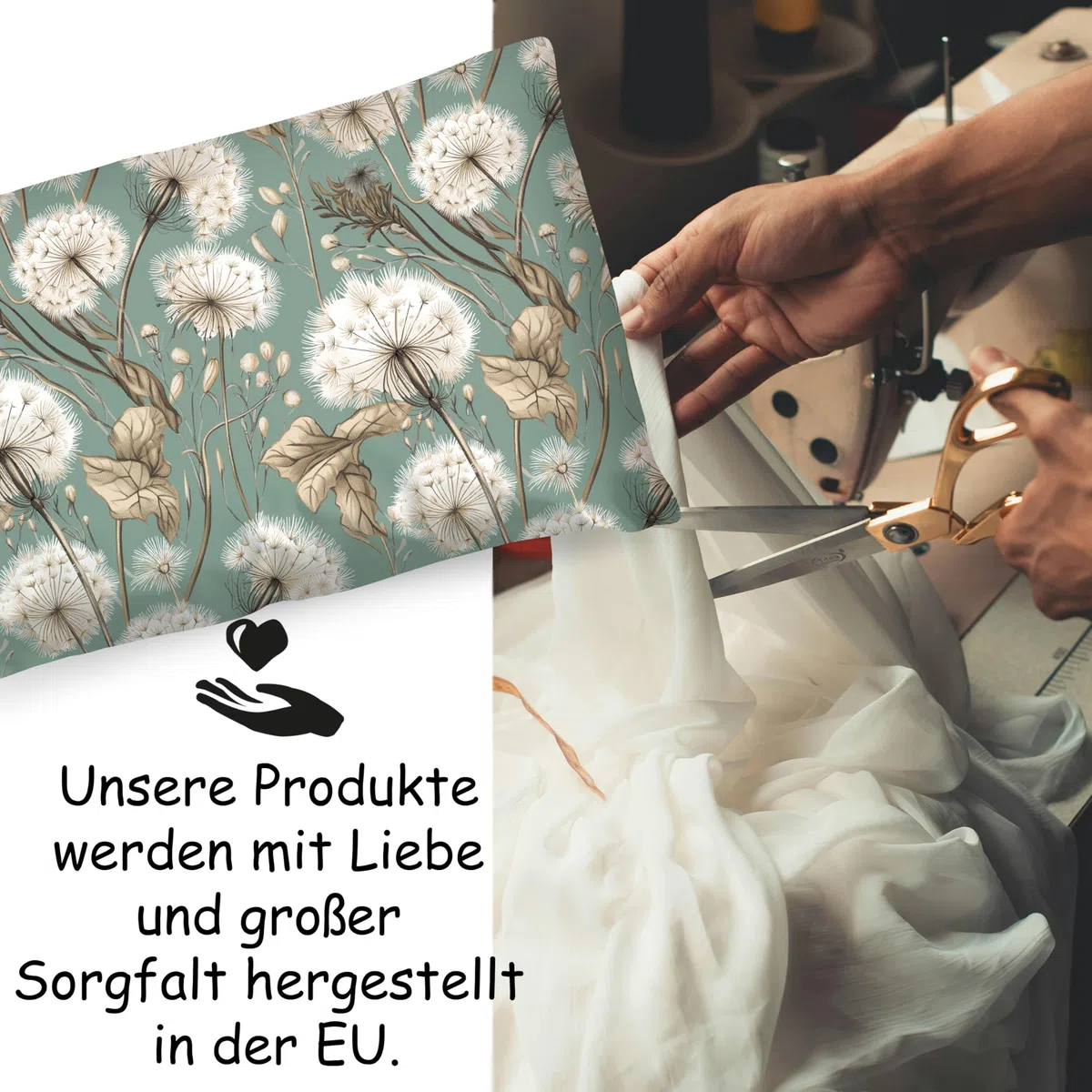PinkZebra Kopfkissenbezug, Kissenbezug 30 x 50 cm aus 100% Baumwolle, Kissenhülle, Öko-tex Standard 100, Bezüge mit Reißverschluss, Löwenzahn Grün