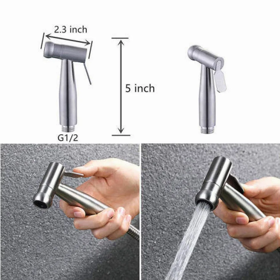 Hand-Toilettenspray-Duschset aus Edelstahl, kompatibel mit Stoffwindeln for Babys – Edelstahl-Booster-Düse, WC-Sprühpistolen-Set, Handbrause zur Wandmontage