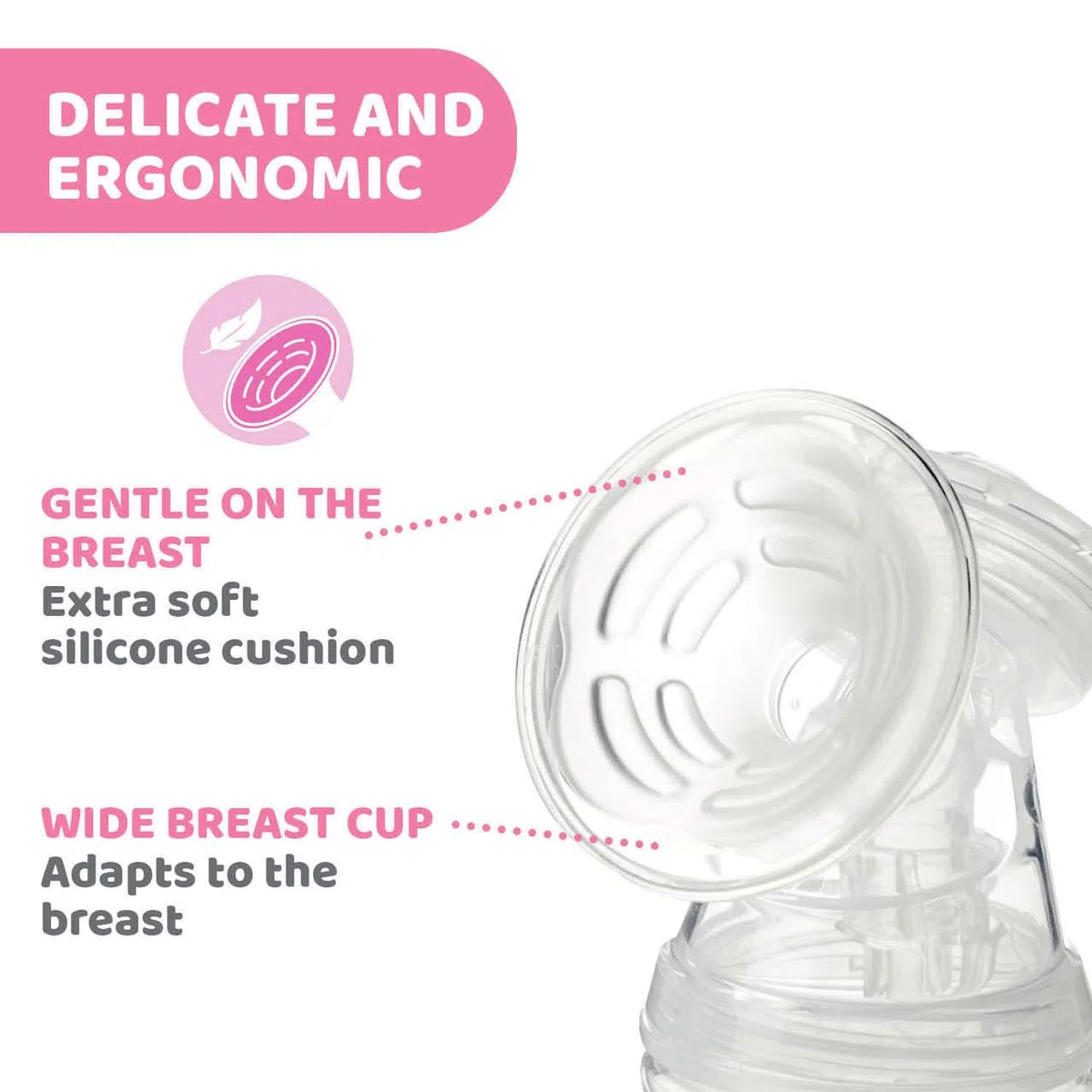 Chicco Elektrische Milchpumpe mit Stimulations- und Extraktionsphasen, 10 Intensitätsstufen, Komfortabel und schnell, ergonomische Form, mit geneigtem Sauger und auslaufsicherem Deckel, Weiß, 150 ml