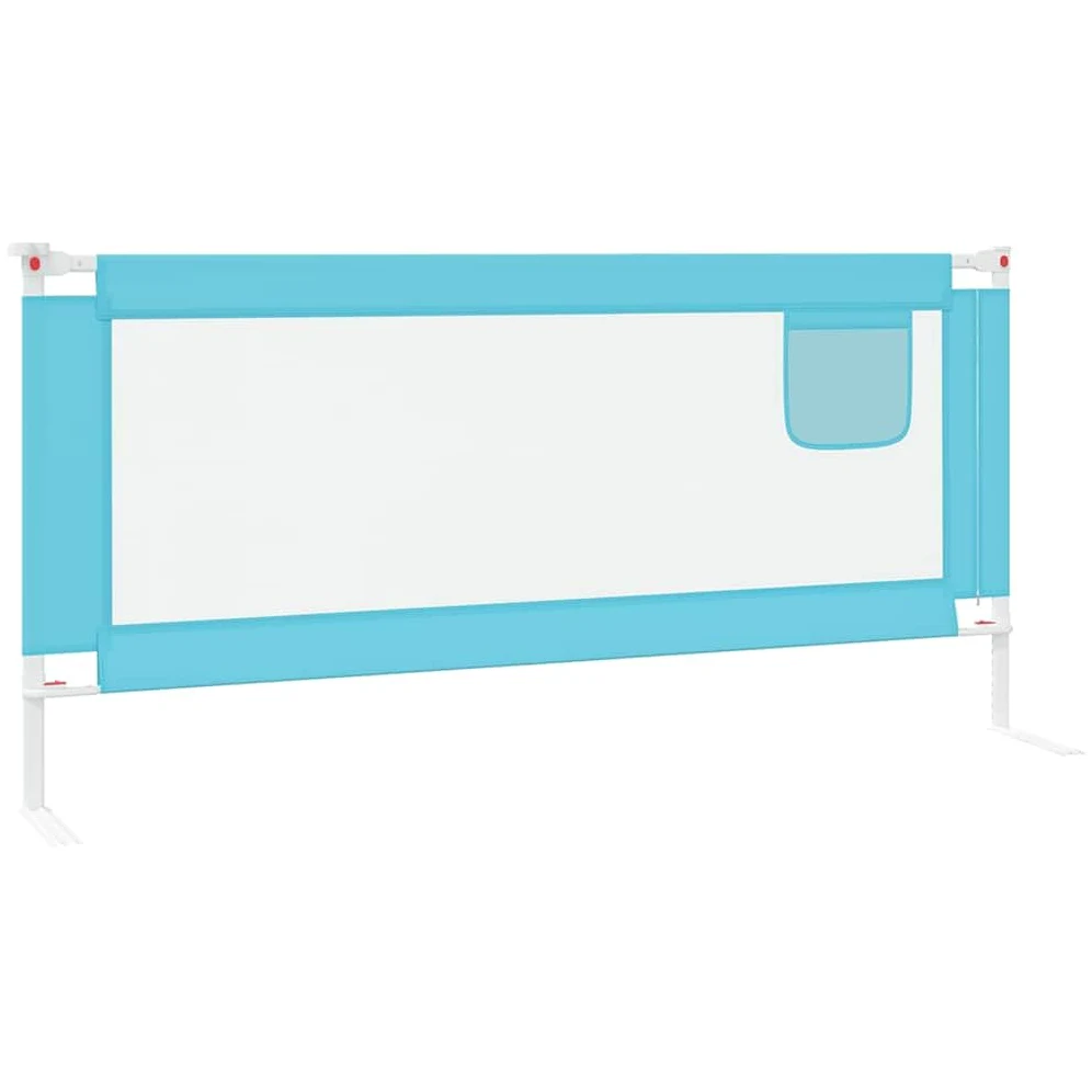 Kleinkind-Bettschutzgitter Blau 200x25 cm Stoff, höhenverstellbar, klappbar Schutzgitter für Kinderbett, Babybett, Elternbett, Absturzsicherung und Bettumrandung für sicheren Schlaf