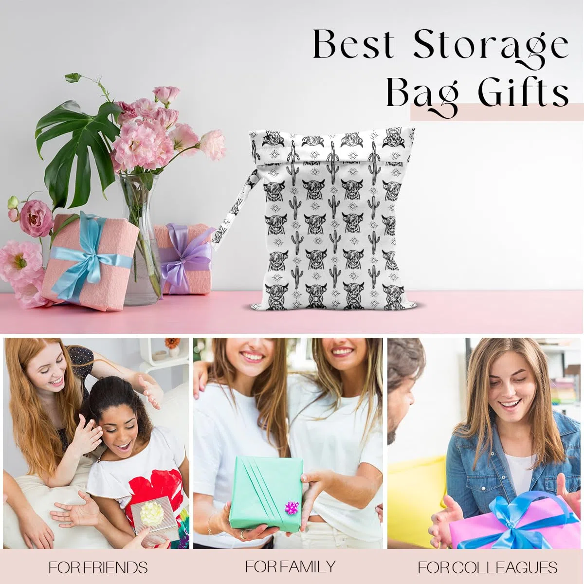 Wet Bag, Wet Dry Bag, Wet Bag for Swimsuit, Travel, Beach, Pool, Stroller, Diapers, Dirty Yoga Gym Clothes, Makeup Bag, Waterproof Tropical Palm Leaves Decor Jungle Palm Leaf Favors