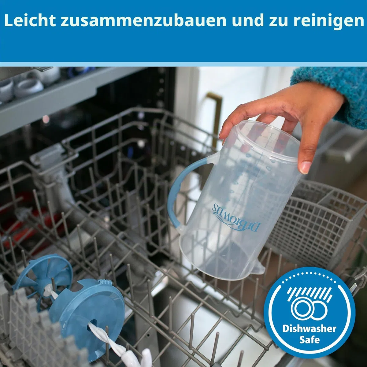 Dr. Brown's Baby Formula Rührkrug mit verstellbarem Stopper, verschließbarem Deckel, ohne Tropfauslauf, 907 ml, BPA-frei, schwarz