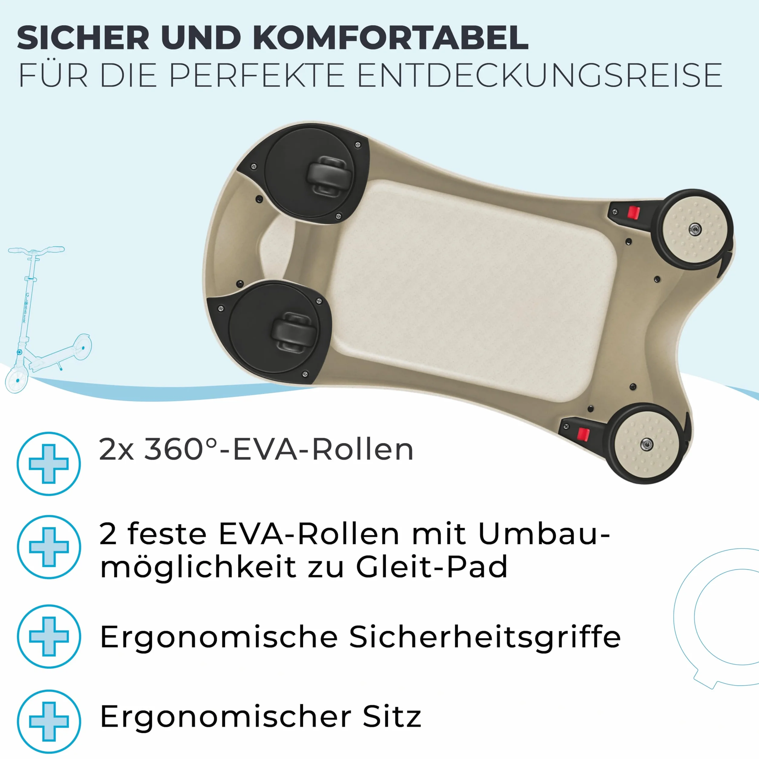 GLOBBER Walk N' ROLL 2in1 ECO – Lauflernwagen & Rutschauto ab 1 Jahr, Eva-Rollen, nachhaltiger Kunststoff mit Strohfasern, 2in1 umbaubar, kokos weiß