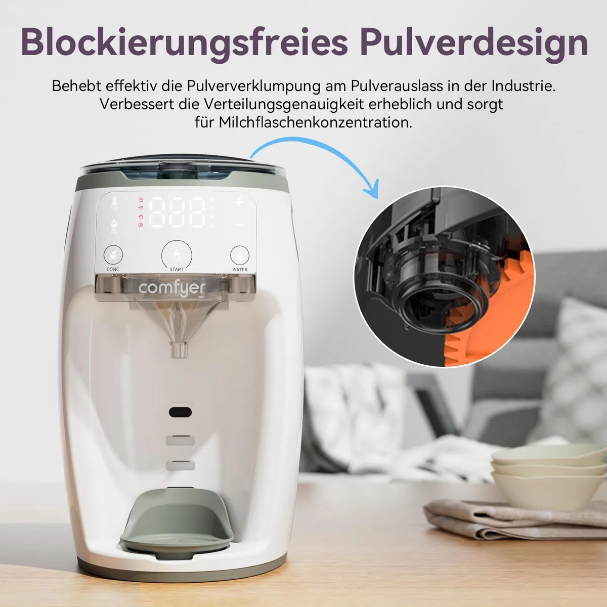 comfyer Milchmischer Sofortiger Formula Anpassbarer und automatischer Flaschenzubereiter Formula-Spender Temperaturkontrolle für Babys, automatische Pulvermischung für alle Flaschen und Formula-Marken