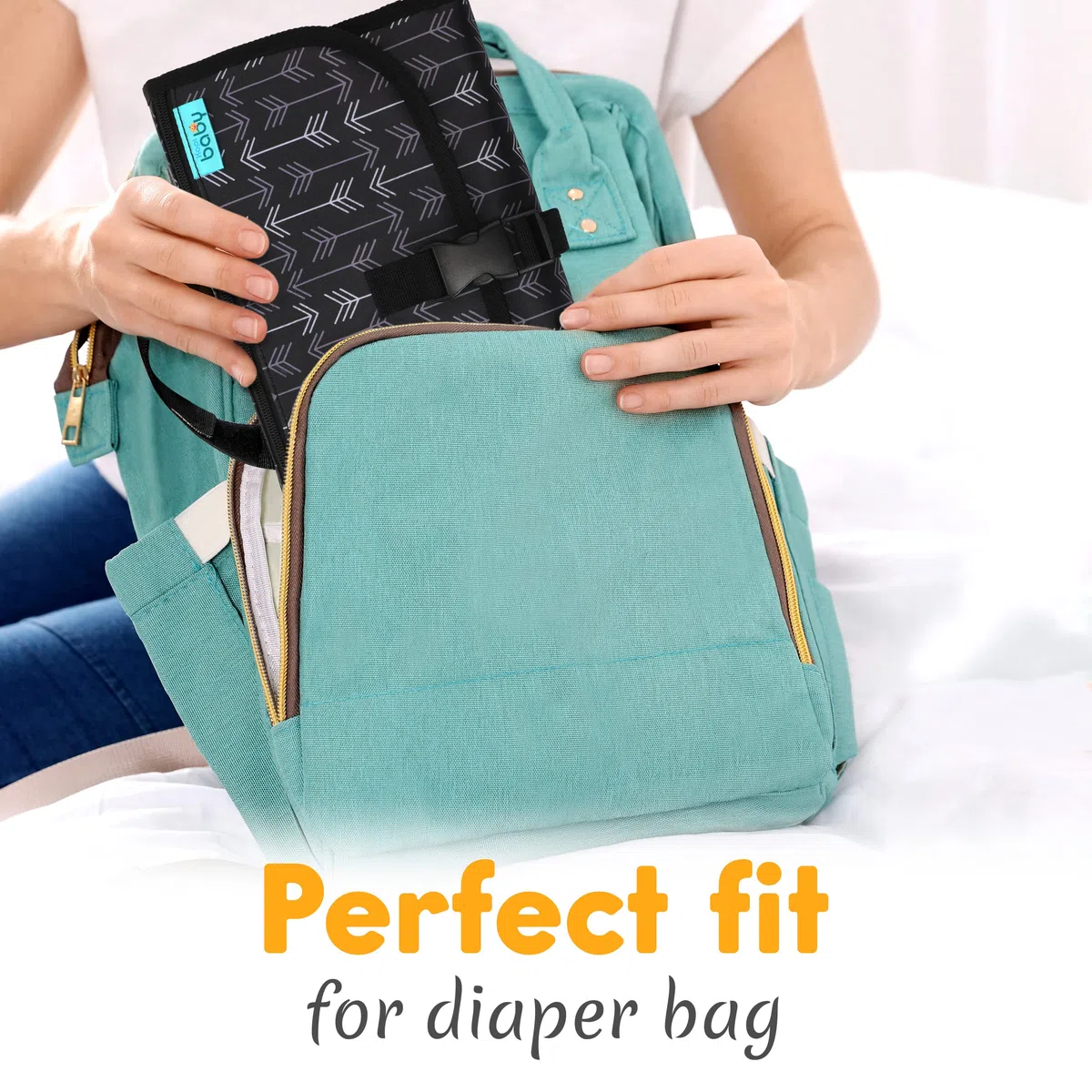 Kopi Baby Tragbare Wickelunterlage – Baby-Wickeltasche mit Feuchttüchertasche, intelligentes Design, tragbare Wickelunterlage, Baby-Reisestation, Geschenk für neugeborene Mädchen und Jungen, schwarze