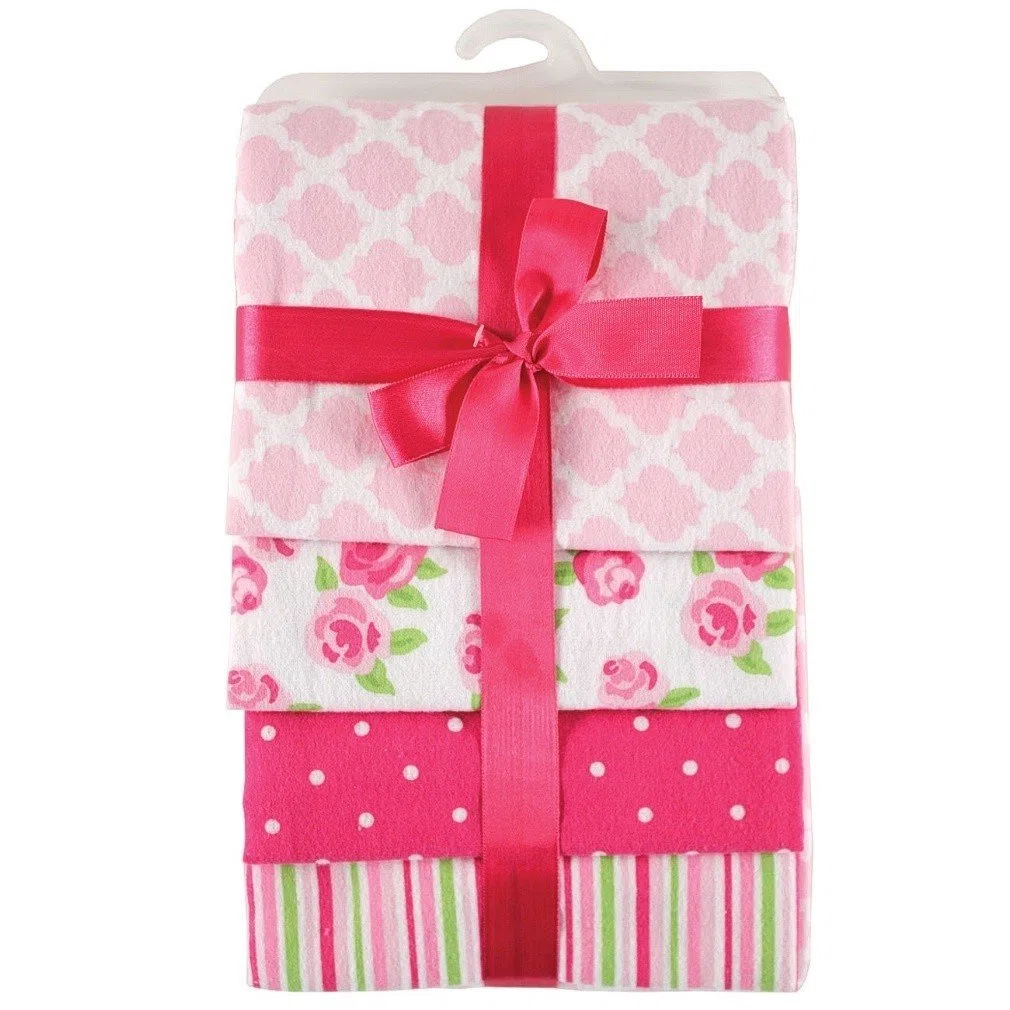 Hudson Baby Flannel Receiving Blankets, Pink by Hudson Baby
